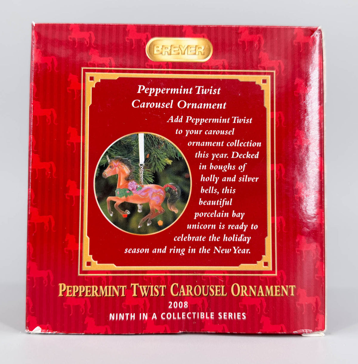 2008 Holiday Carousel Ornament ~ Peppermint Twist - PORCELAIN