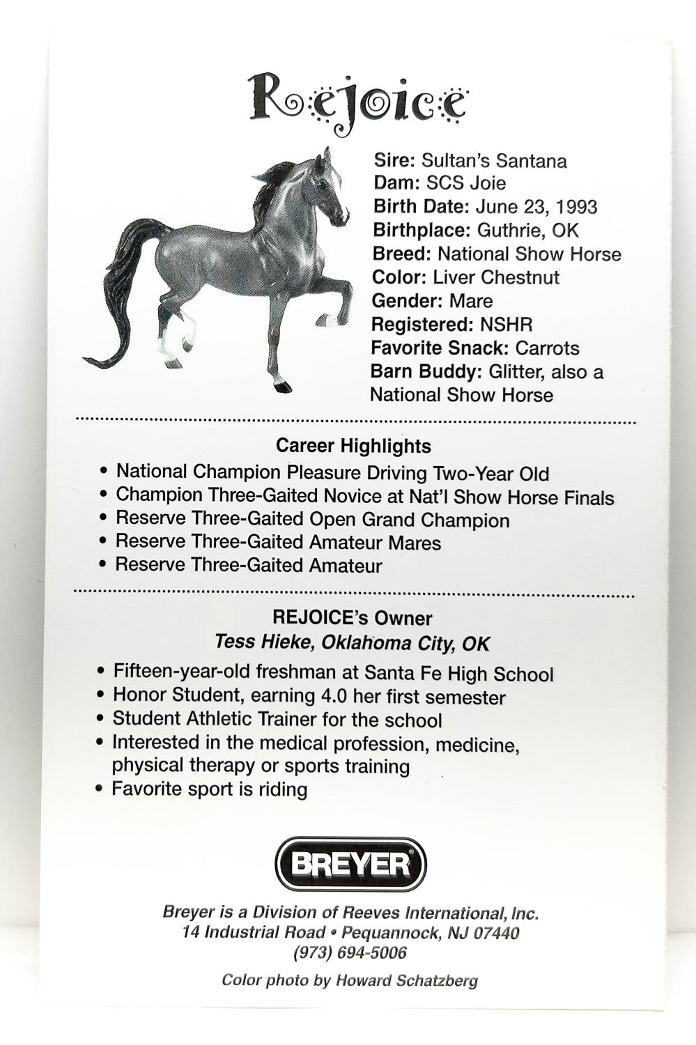 Breyerfest Collector's Card - 1998, Rejoice