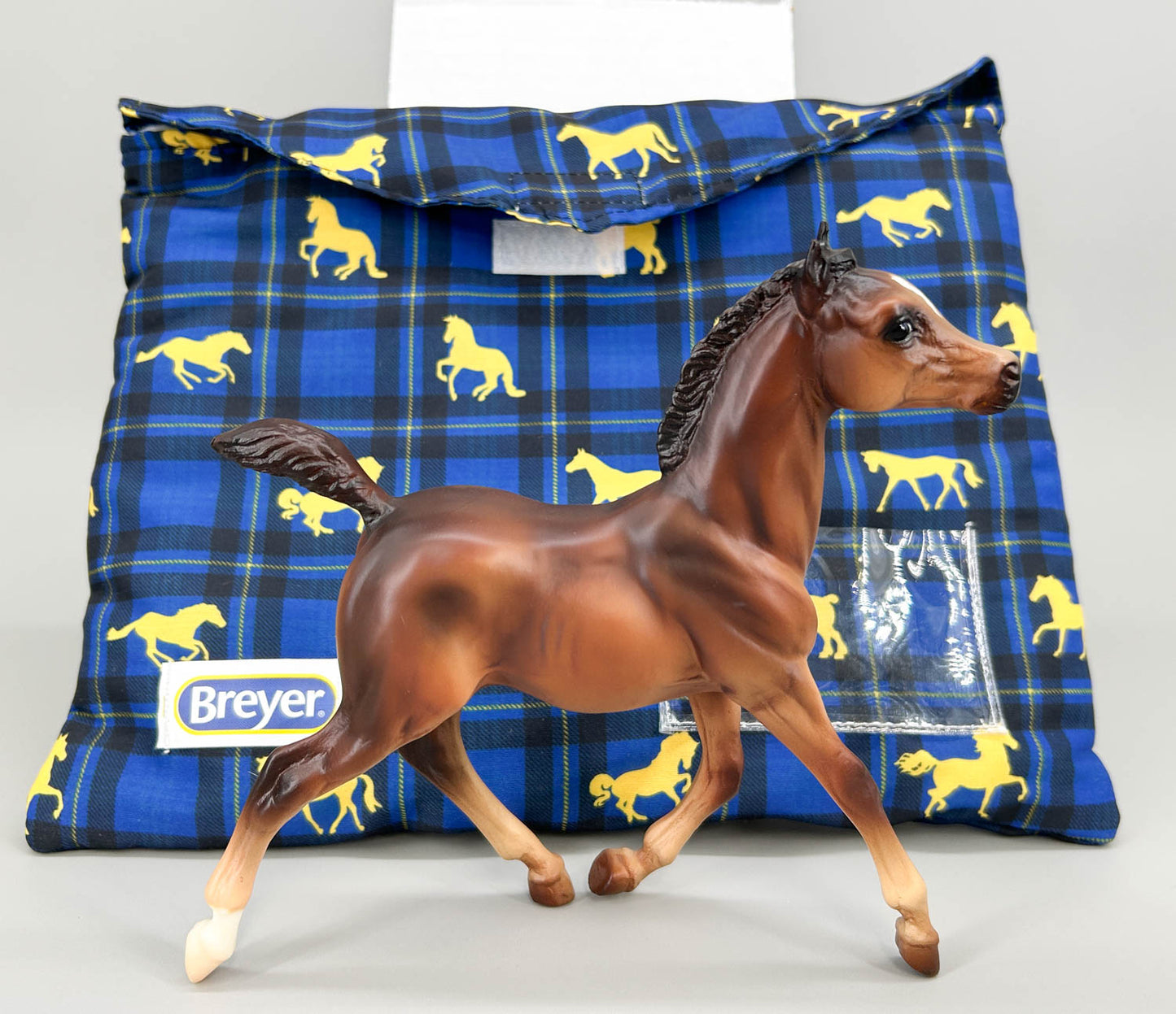 Pony Pouch, Breyer - Blue Plaid with Breyer Silhouettes 12" x 9.5"