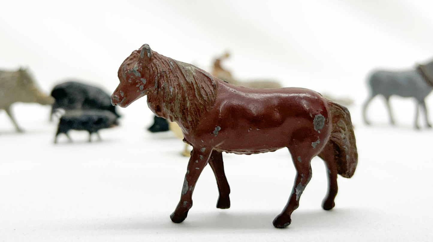Large Group of Cast Metal Animals and People - likely Britains Ltd