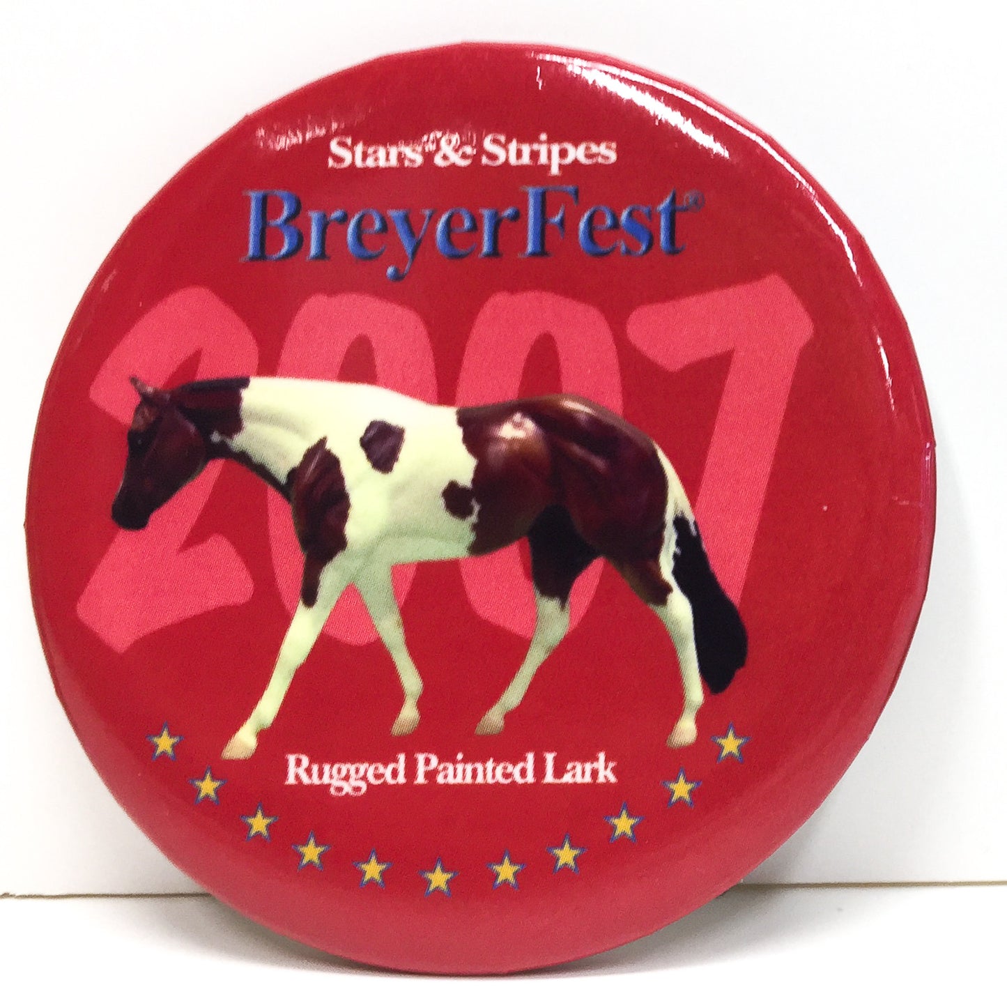 Button - Breyerfest 2007, Rugged Painted Lark - Red - triple-mountain