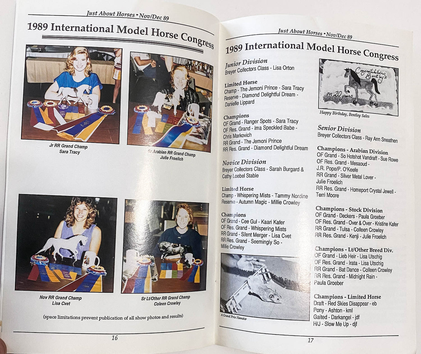 Just About Horses Magazine Vol. 16 No. 5, 1989, Nov/Dec