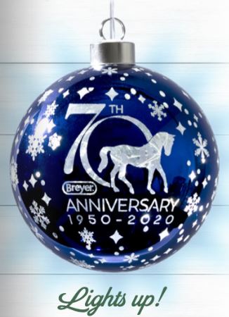 2020 Holiday Breyer 70th Anniversary Ornament, Blown Glass w/ Light Up Feature