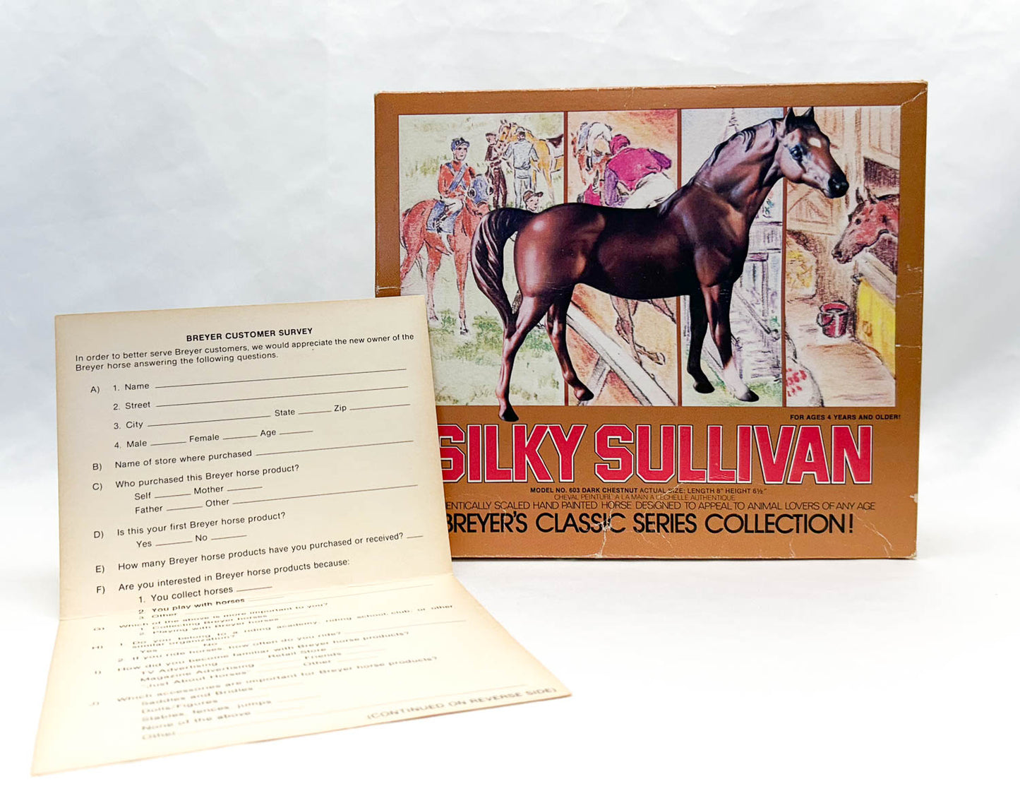 Box:  Silky Sullivan w/ Vintage Breyer Survey Card (sale for charity)
