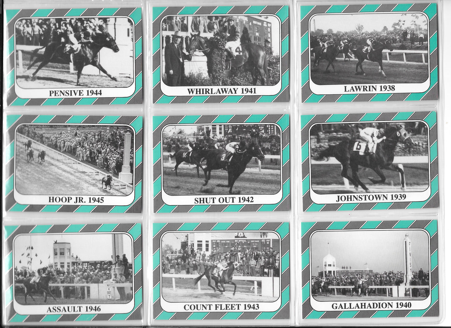Kentucky Derby Trading Cards - Years 1938-1946