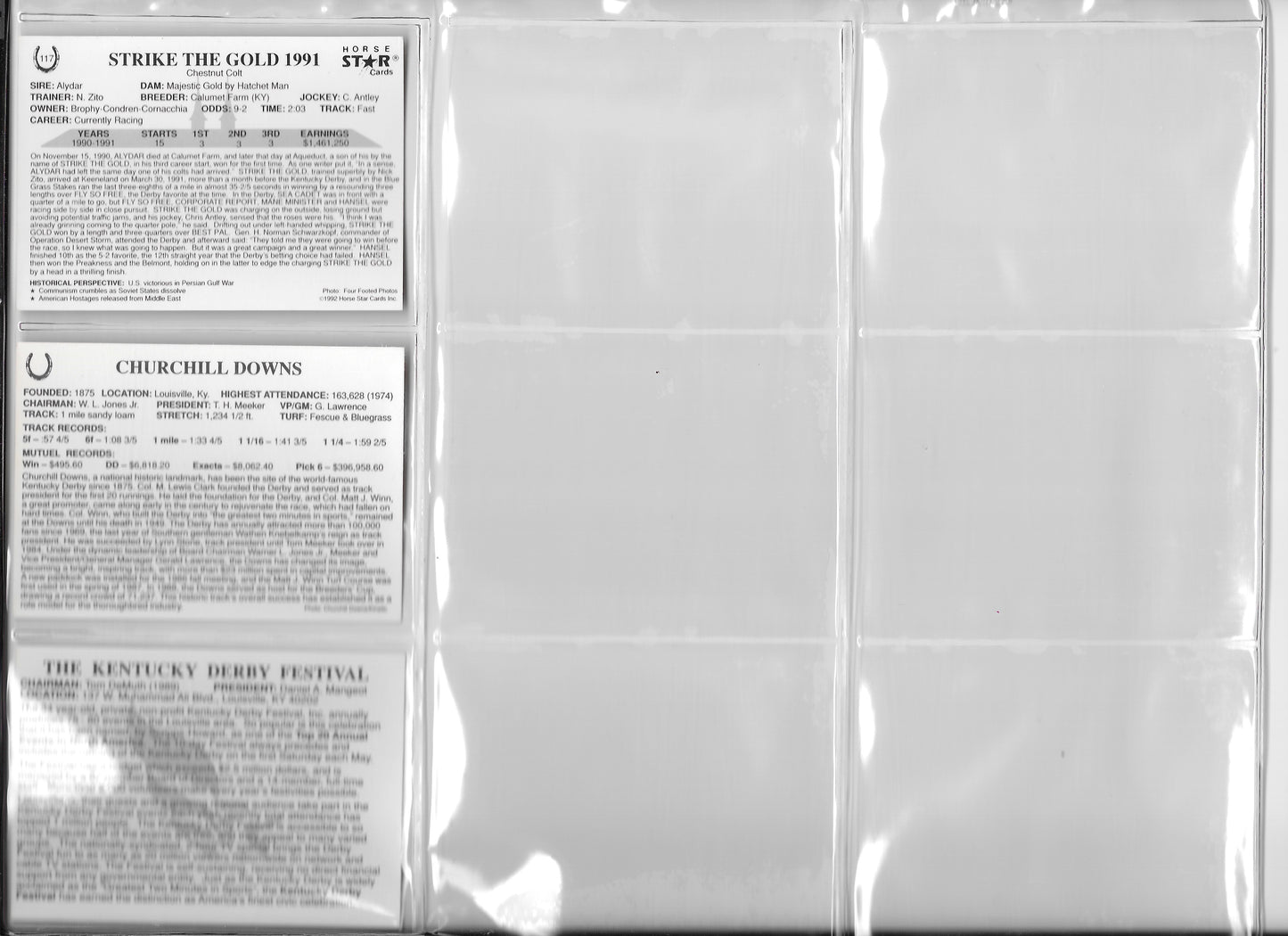 Kentucky Derby Trading Cards - Years 1983-1991 +Derby Festival