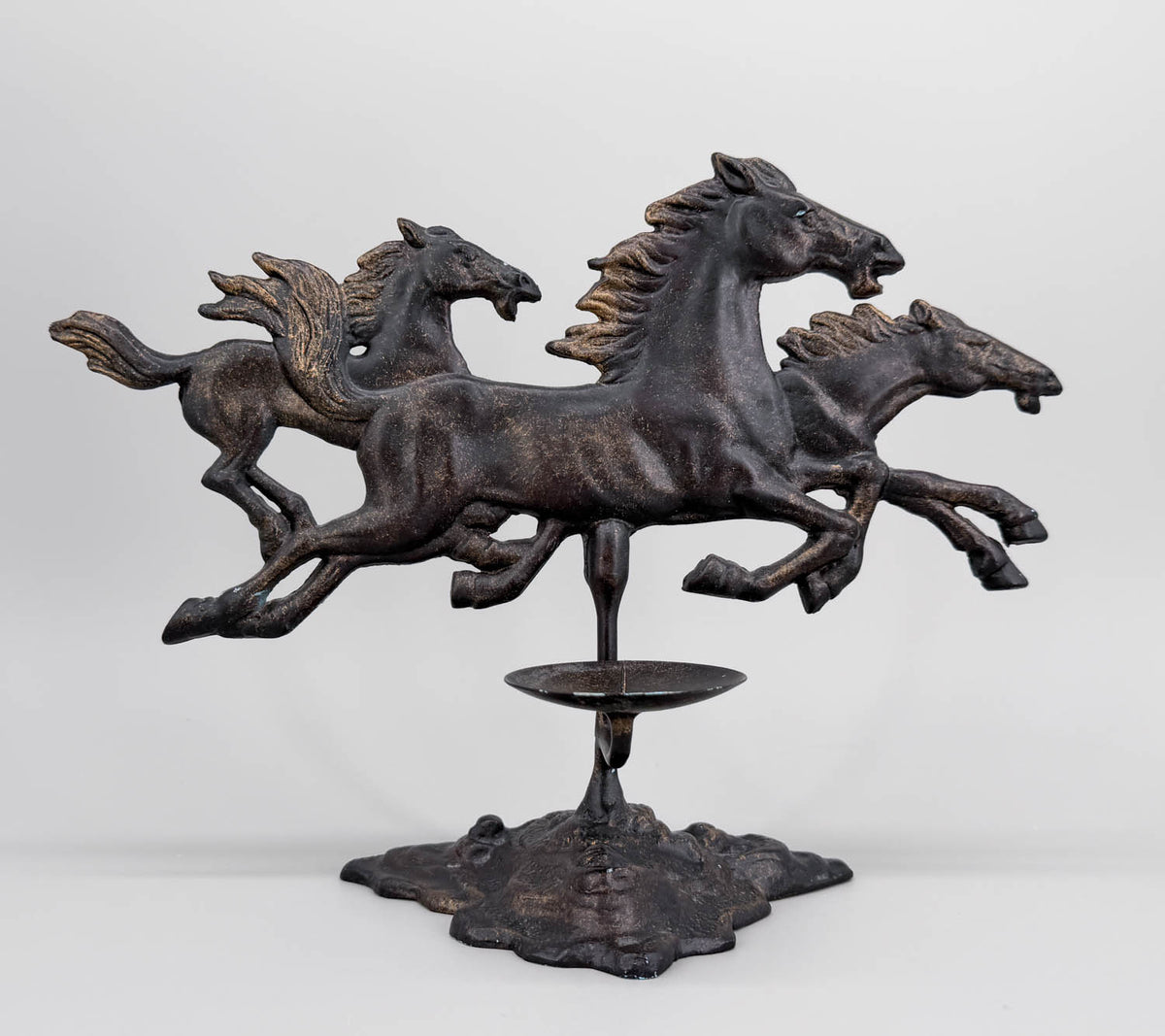 Candle Holder, Galloping Mustangs