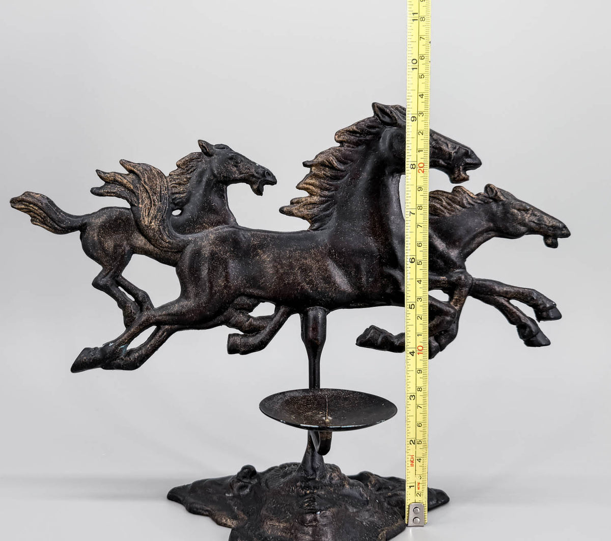 Candle Holder, Galloping Mustangs