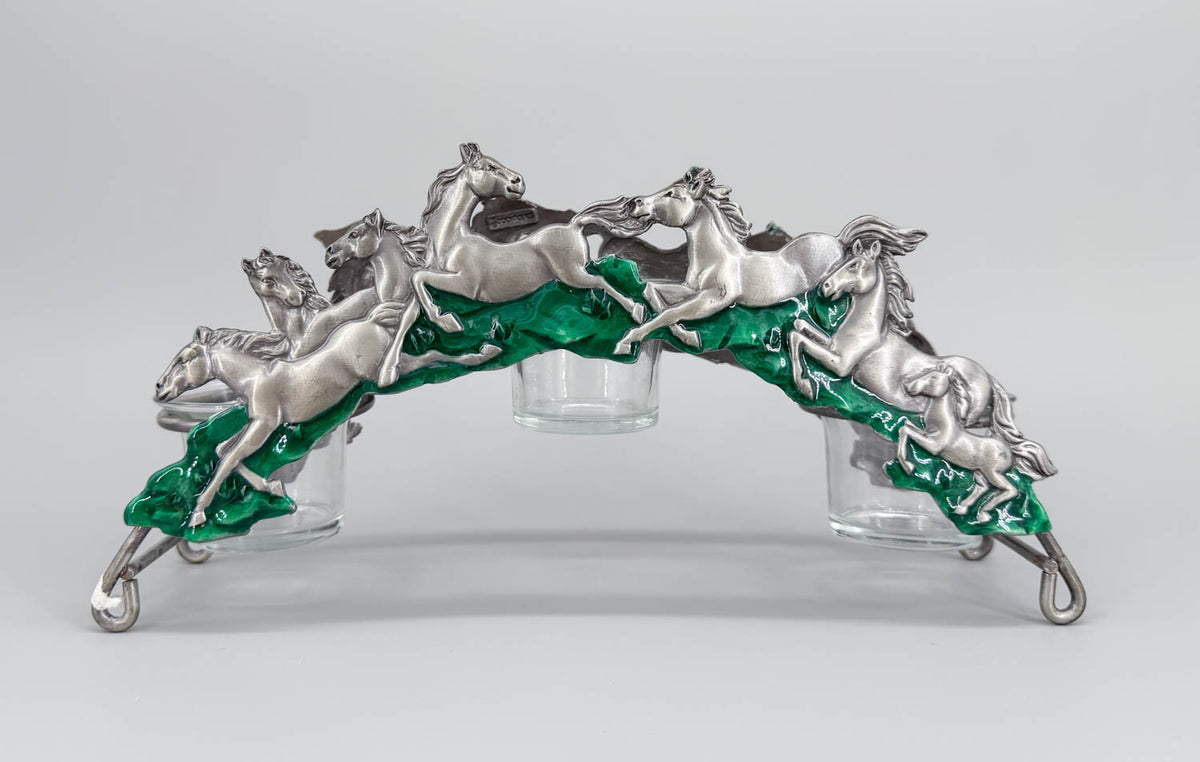 Candle Holder, Spoontiques Pewter Galloping Horses