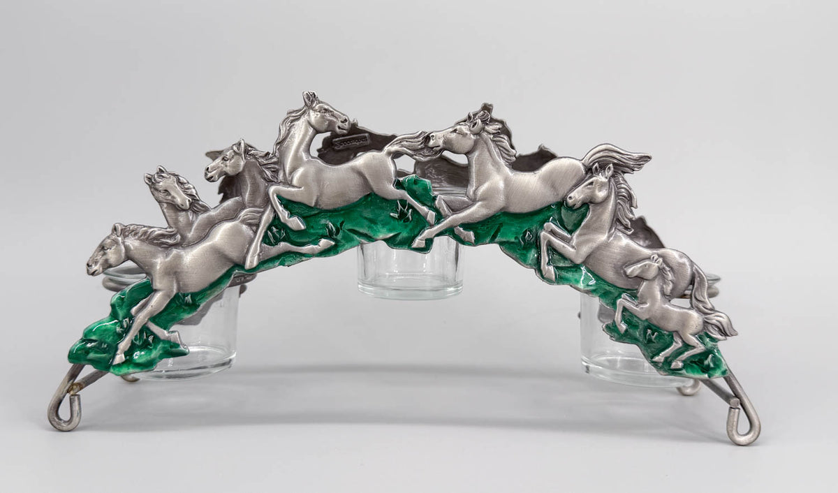 Candle Holder, Spoontiques Pewter Galloping Horses