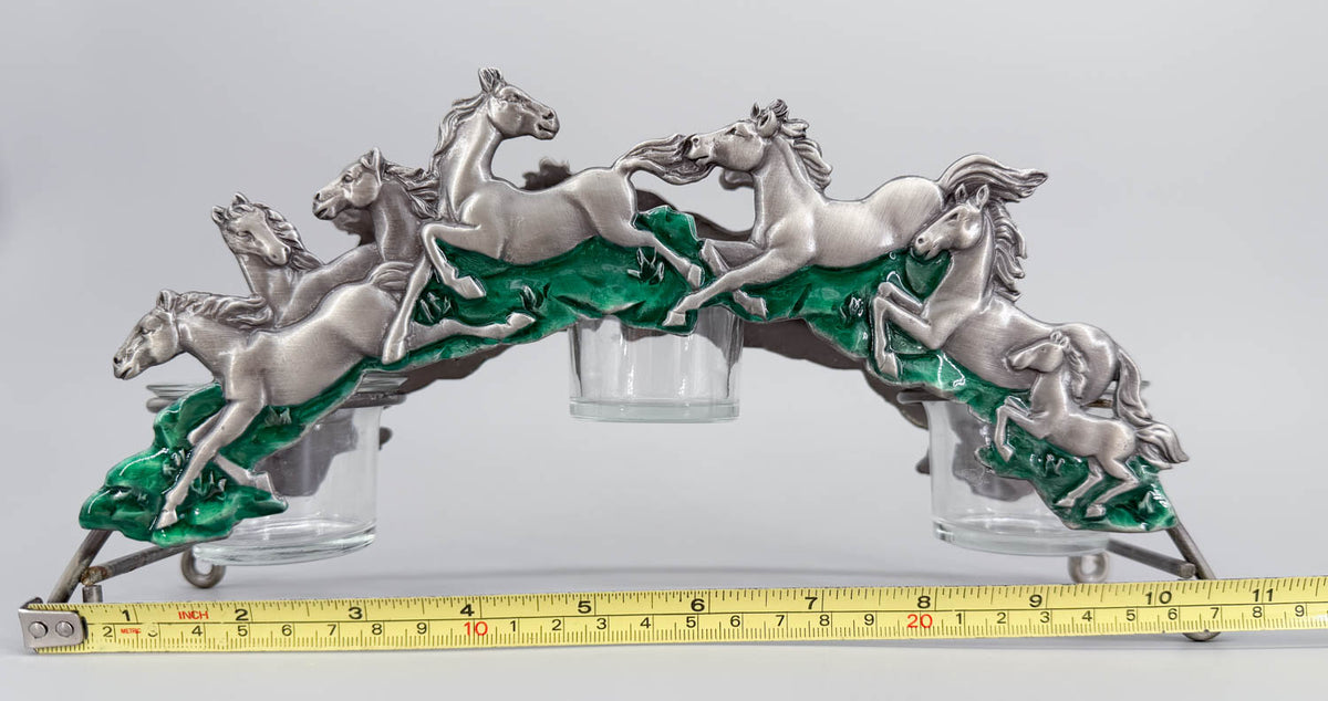 Candle Holder, Spoontiques Pewter Galloping Horses
