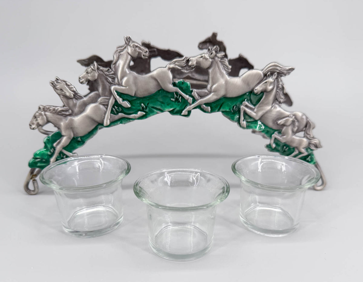 Candle Holder, Spoontiques Pewter Galloping Horses