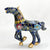 Chinese Cloisonne Horse, Prancing Cobalt Blue with Floral Design (Damaged)