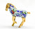 Chinese Cloisonne Horse, Walking Brass & White with Scrollwork Pattern