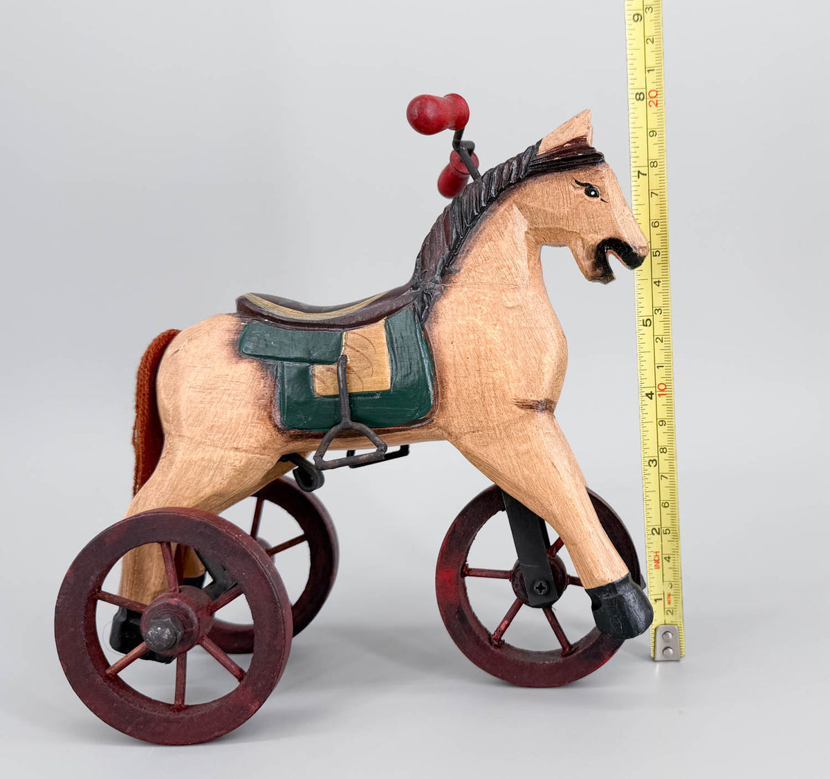Hand-carved Wooden Vintage-Style Horse Tricycle Toy