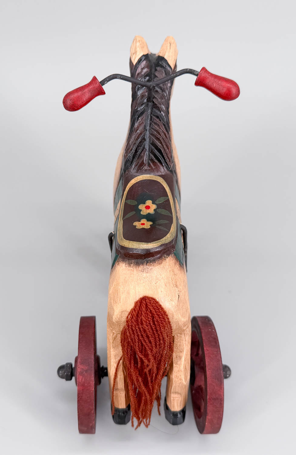 Hand-carved Wooden Vintage-Style Horse Tricycle Toy