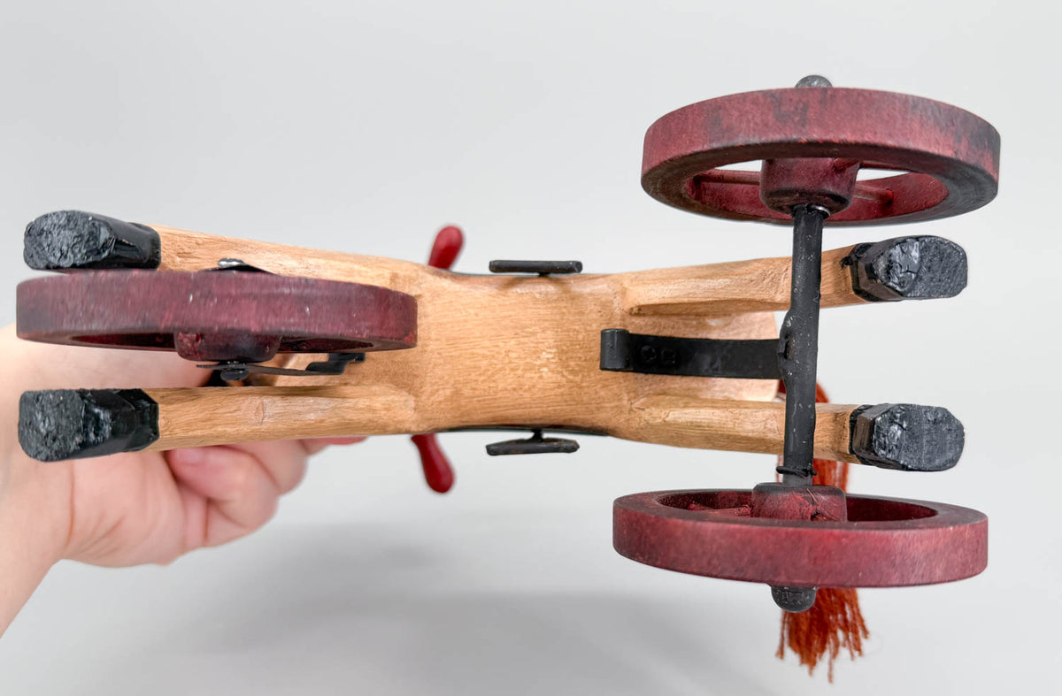Hand-carved Wooden Vintage-Style Horse Tricycle Toy