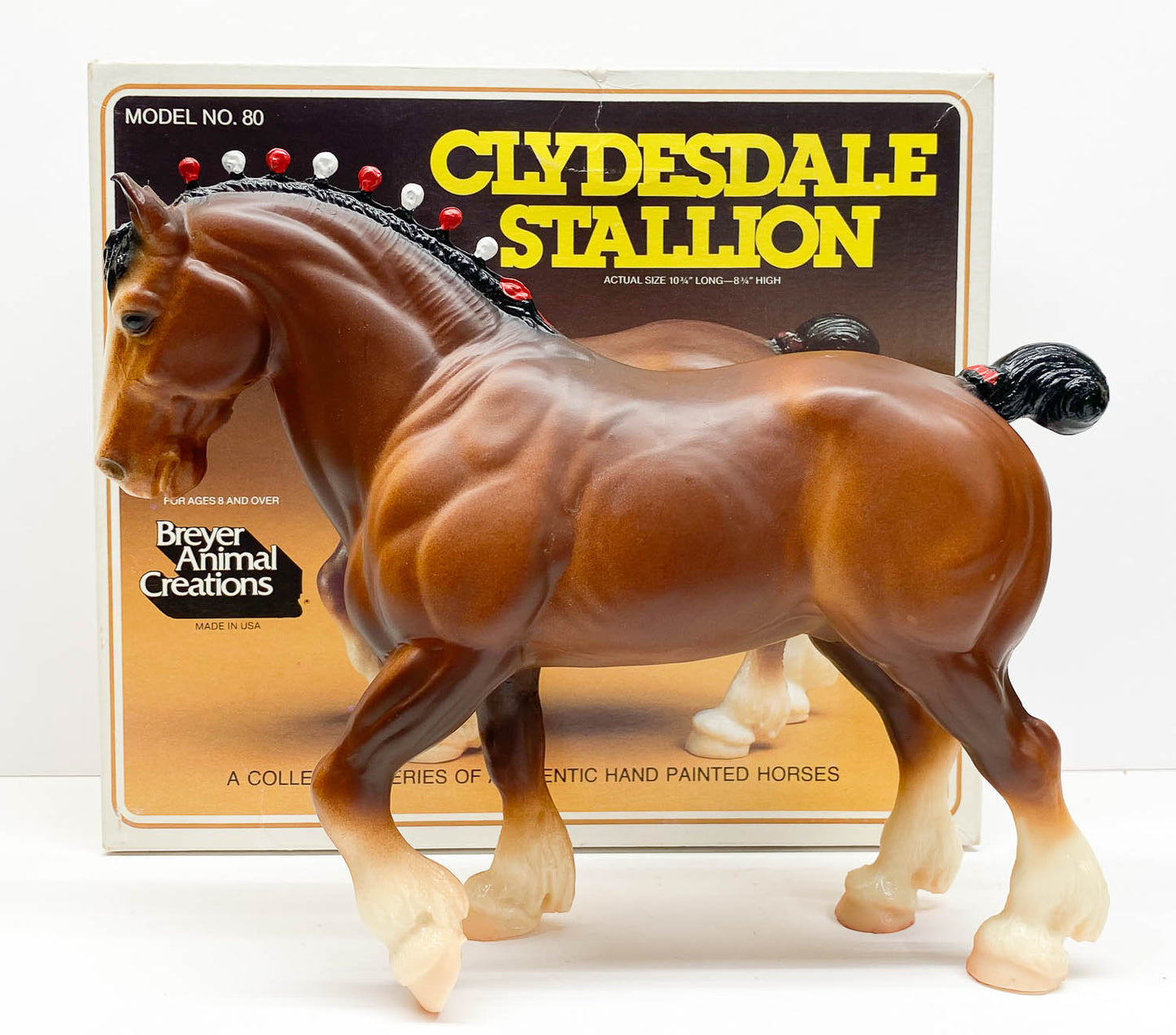 Clydesdale Stallion, Bay w/ Original Box - Red & White Bobs