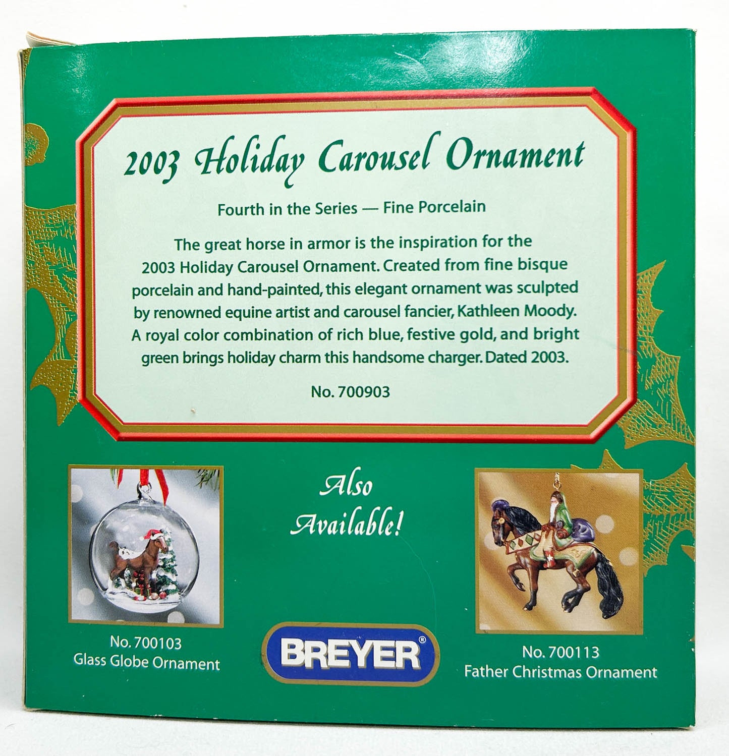 2003 Carousel Ornament ~ Great Horse In Armor - Porcelain