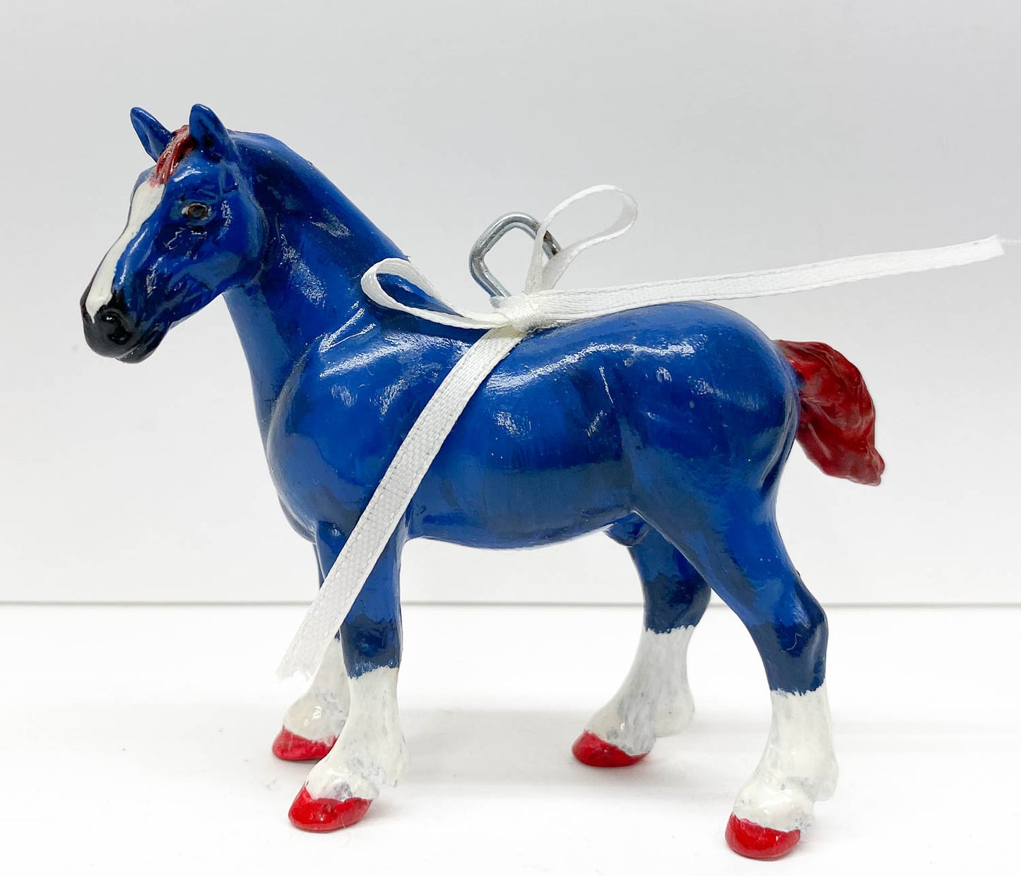 Vaulting Draft Horse - Custom, Red, White, and Blue Ornament