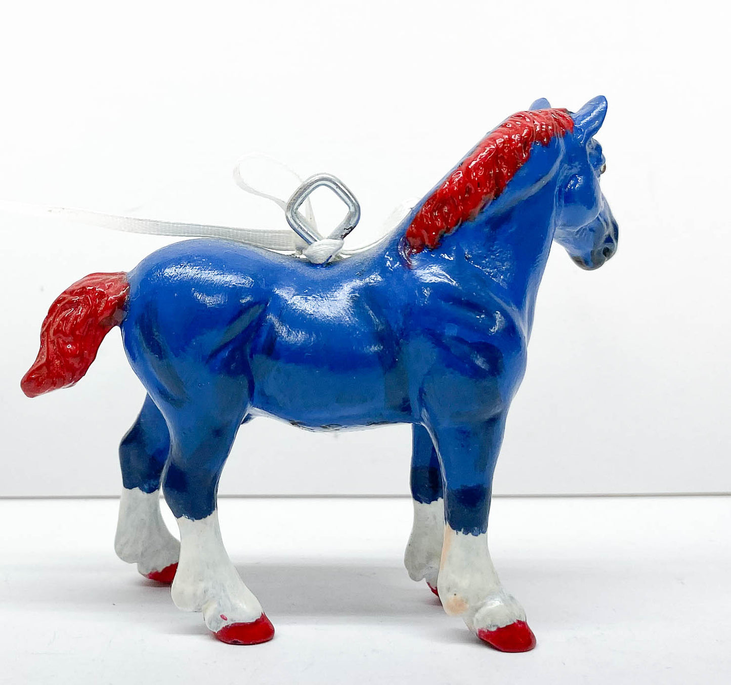 Vaulting Draft Horse - Custom, Red, White, and Blue Ornament