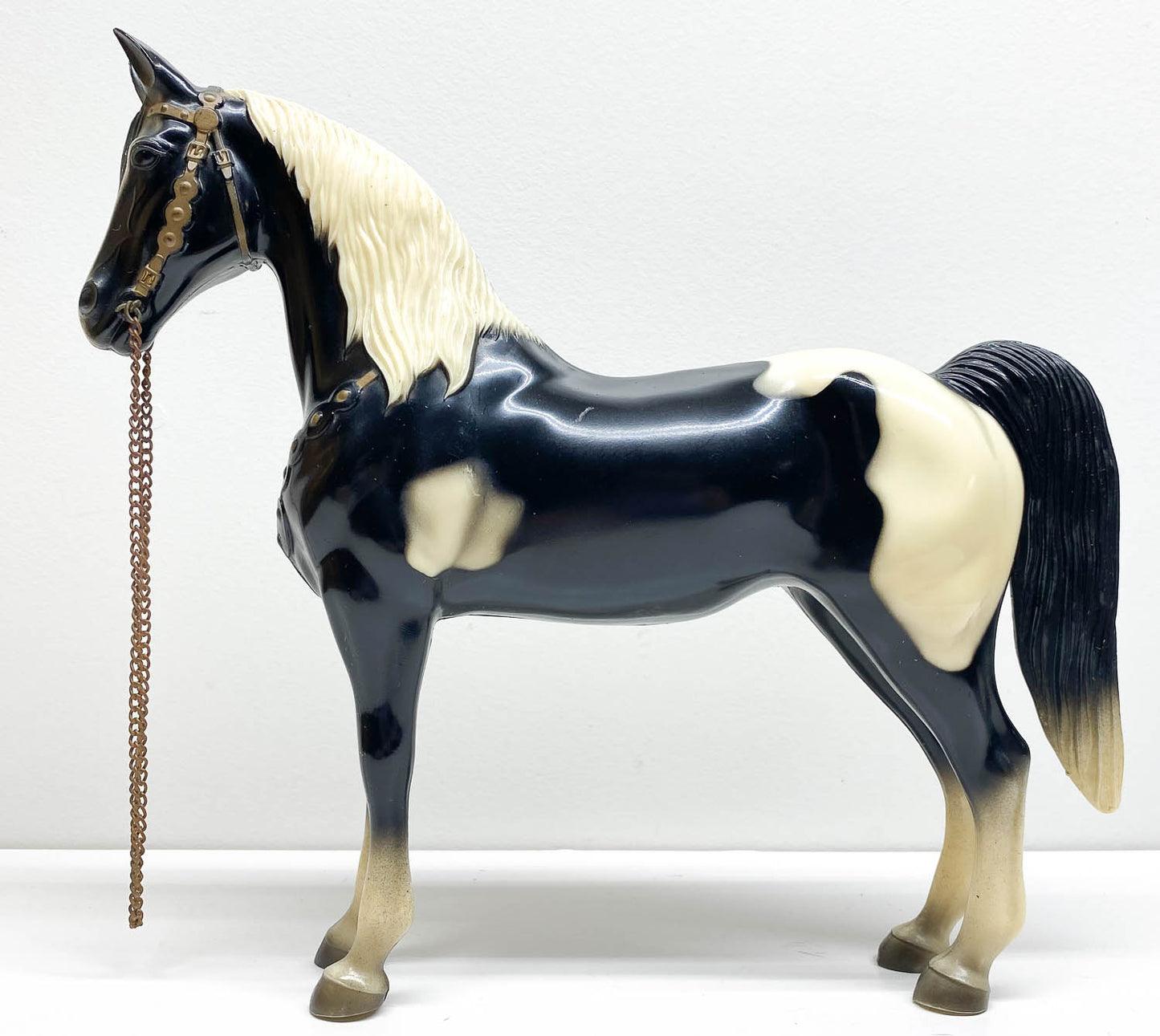 Western Horse, Black Pinto w/ Saddle