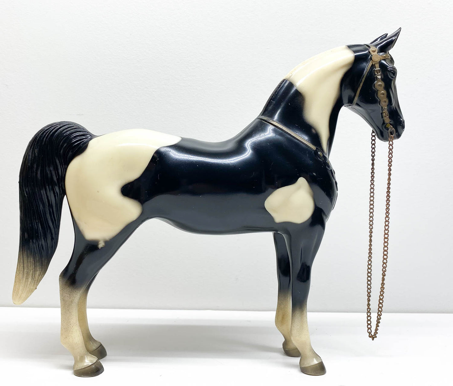 Western Horse, Black Pinto w/ Saddle