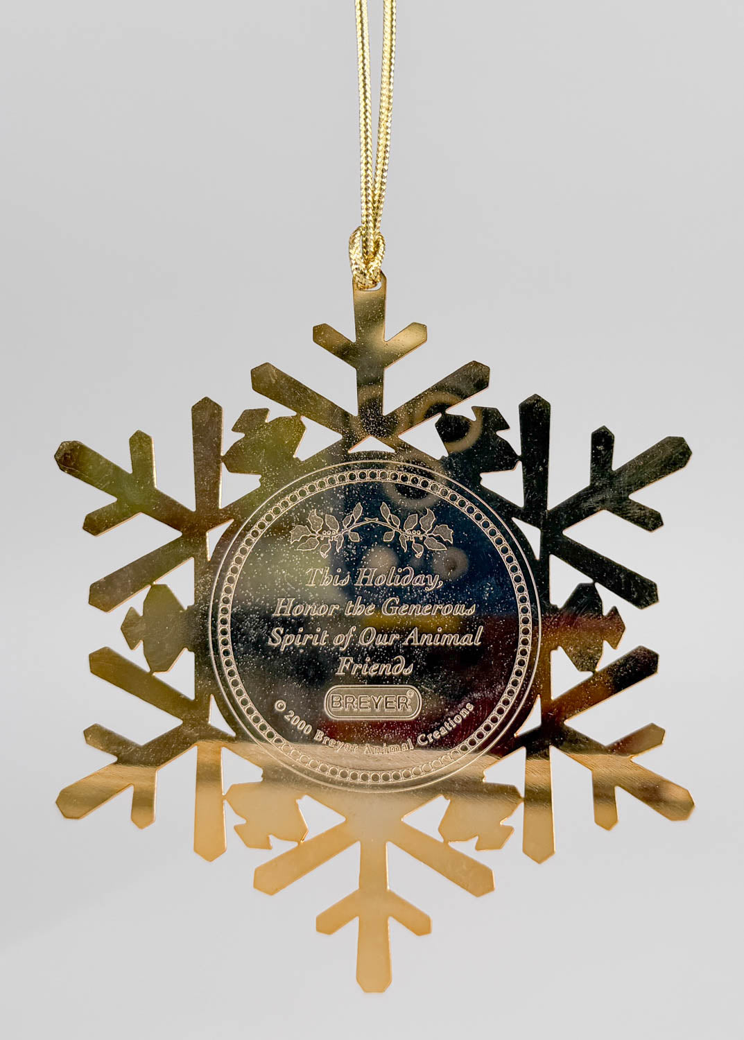 2000 Holiday Breyer Brass & Fine Porcelain Snowflake Ornament