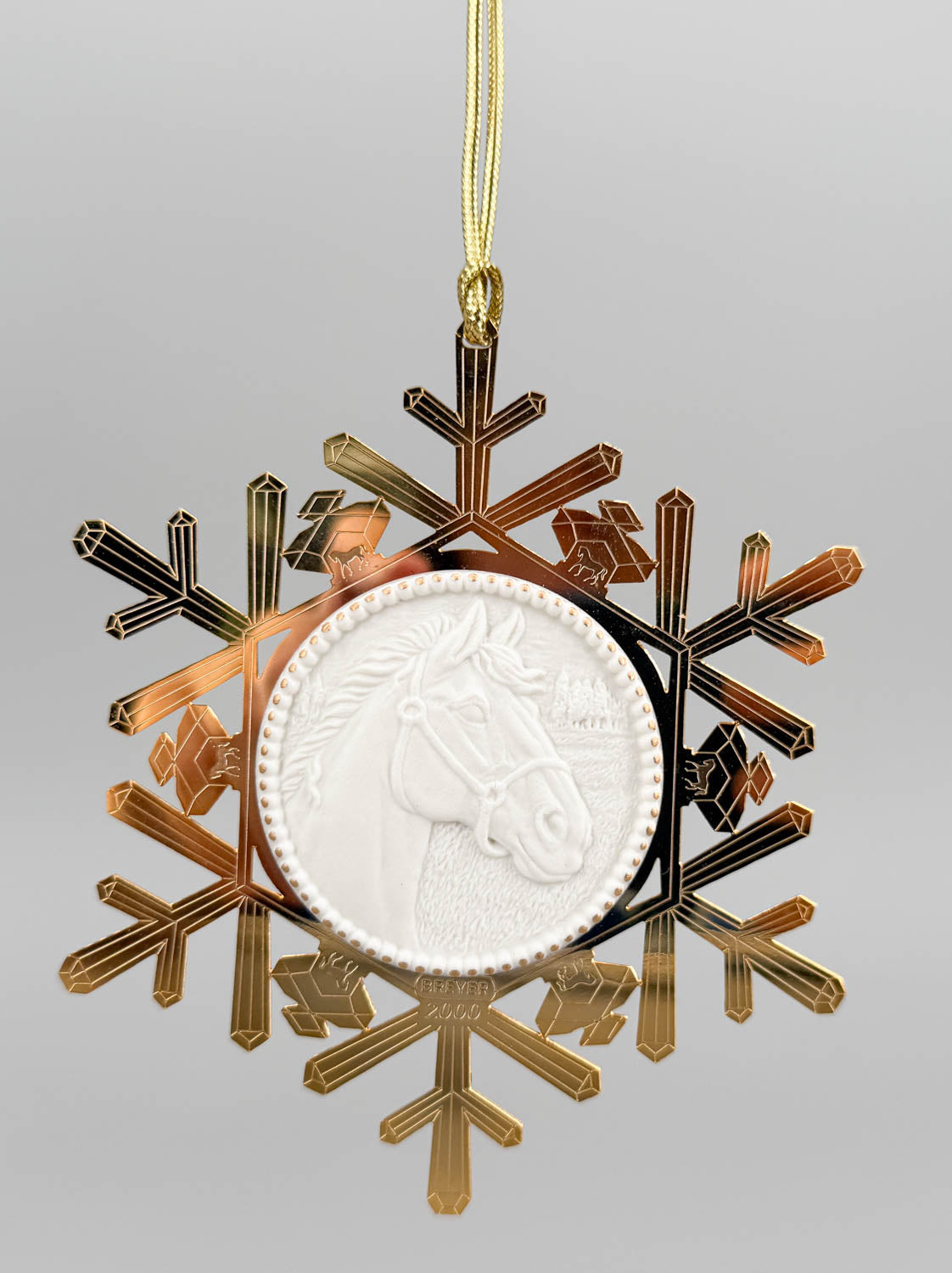 2000 Holiday Breyer Brass & Fine Porcelain Snowflake Ornament