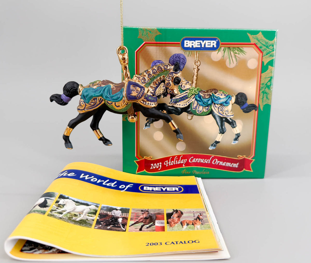 2003 Holiday Carousel Ornament ~ Great Horse In Armor - PORCELAIN