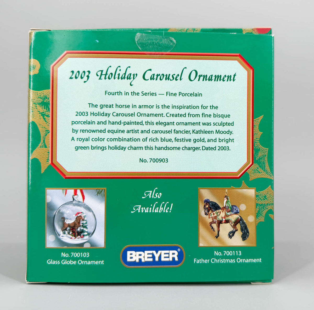 2003 Holiday Carousel Ornament ~ Great Horse In Armor - PORCELAIN