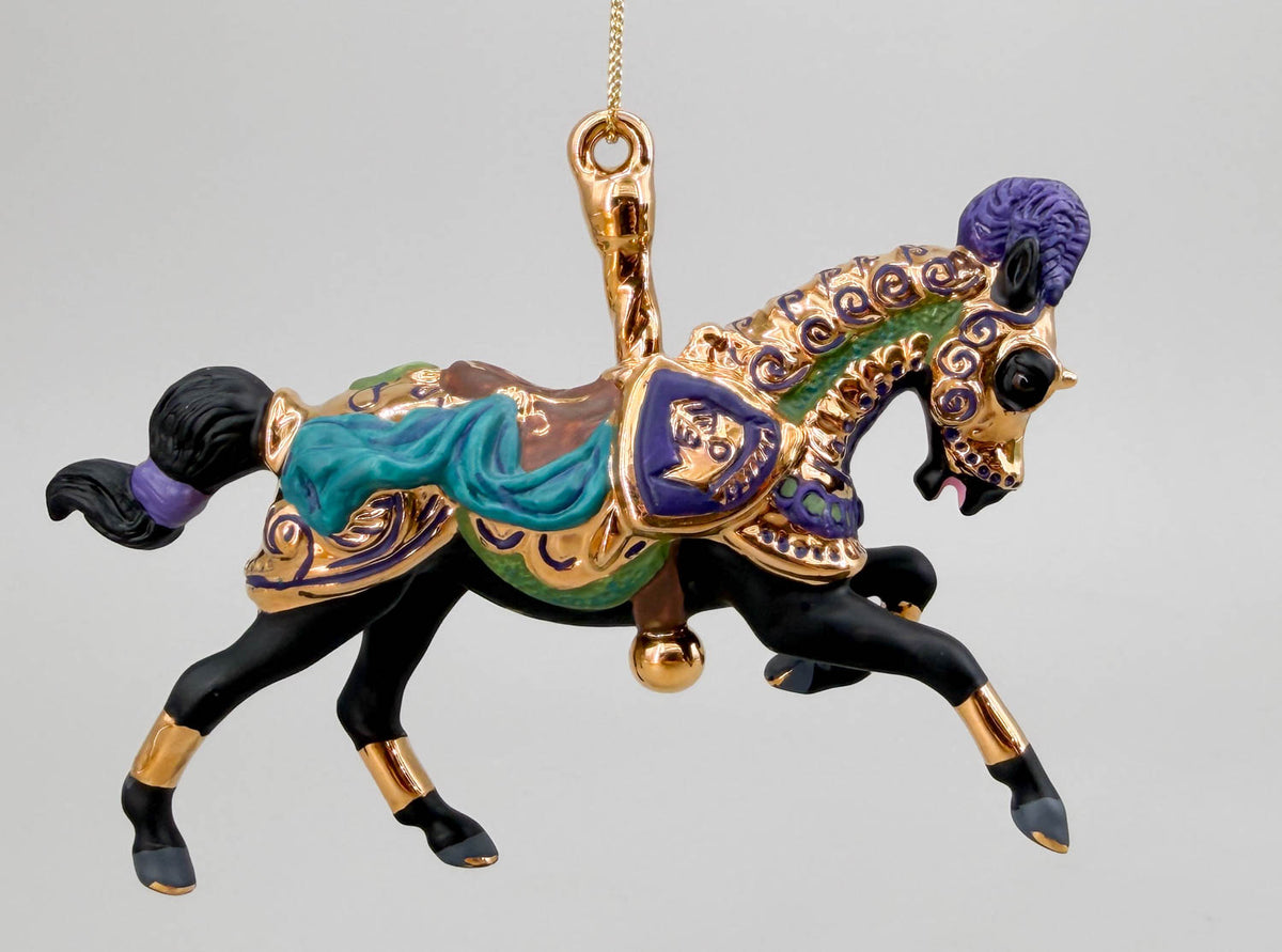 2003 Holiday Carousel Ornament ~ Great Horse In Armor - PORCELAIN