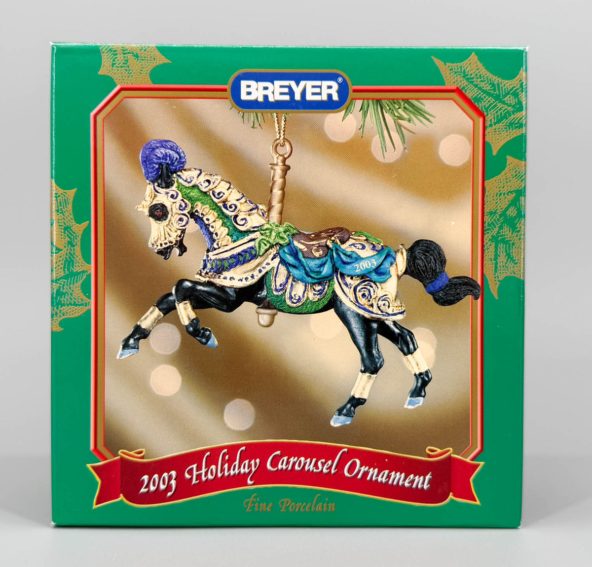 2003 Holiday Carousel Ornament ~ Great Horse In Armor - PORCELAIN