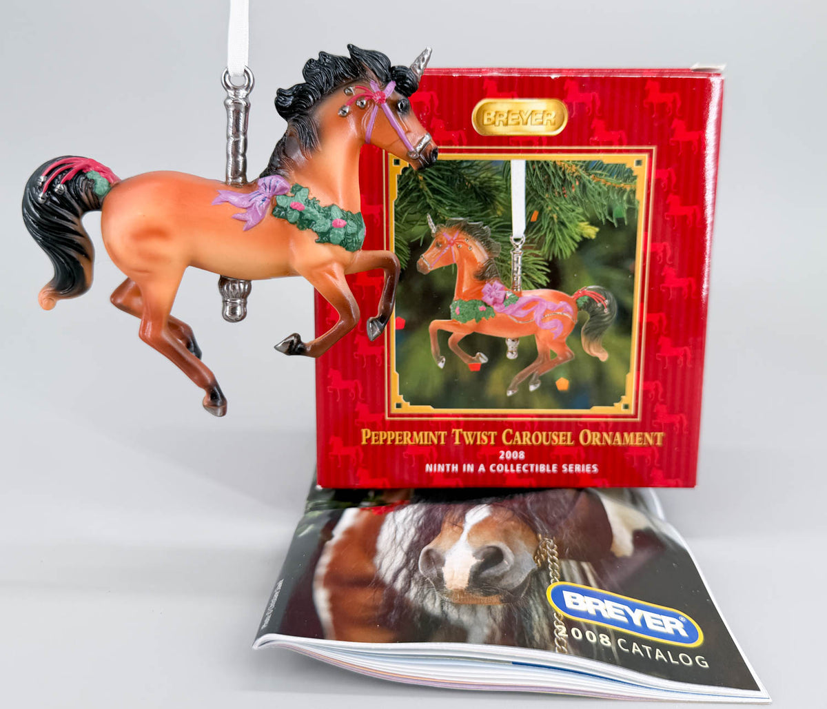 2008 Holiday Carousel Ornament ~ Peppermint Twist - PORCELAIN