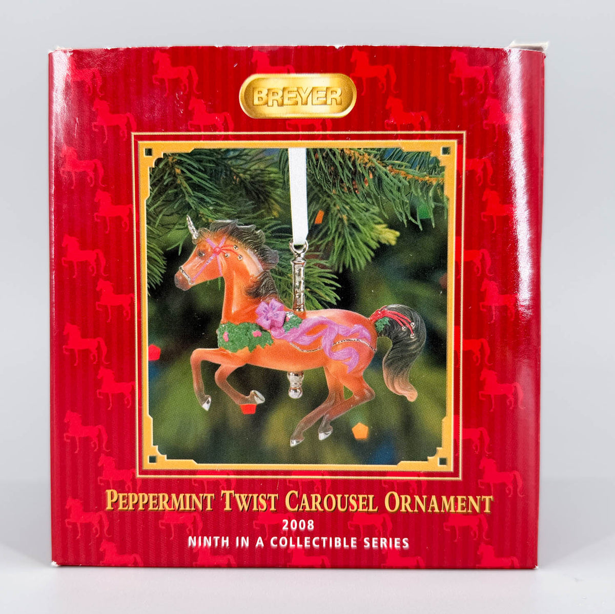 2008 Holiday Carousel Ornament ~ Peppermint Twist - PORCELAIN