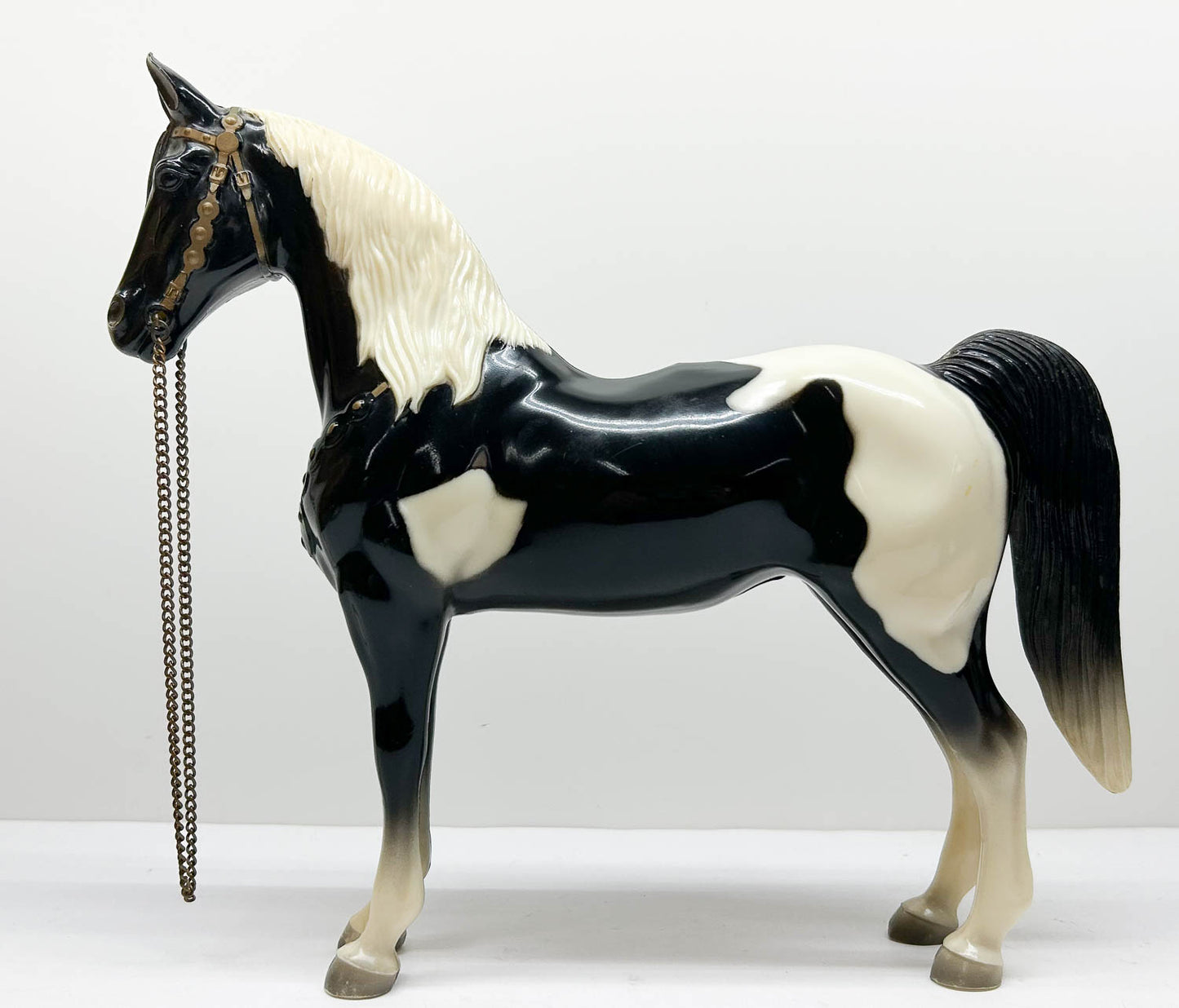 Western Horse, Black Pinto w/Snap Saddle and Reins