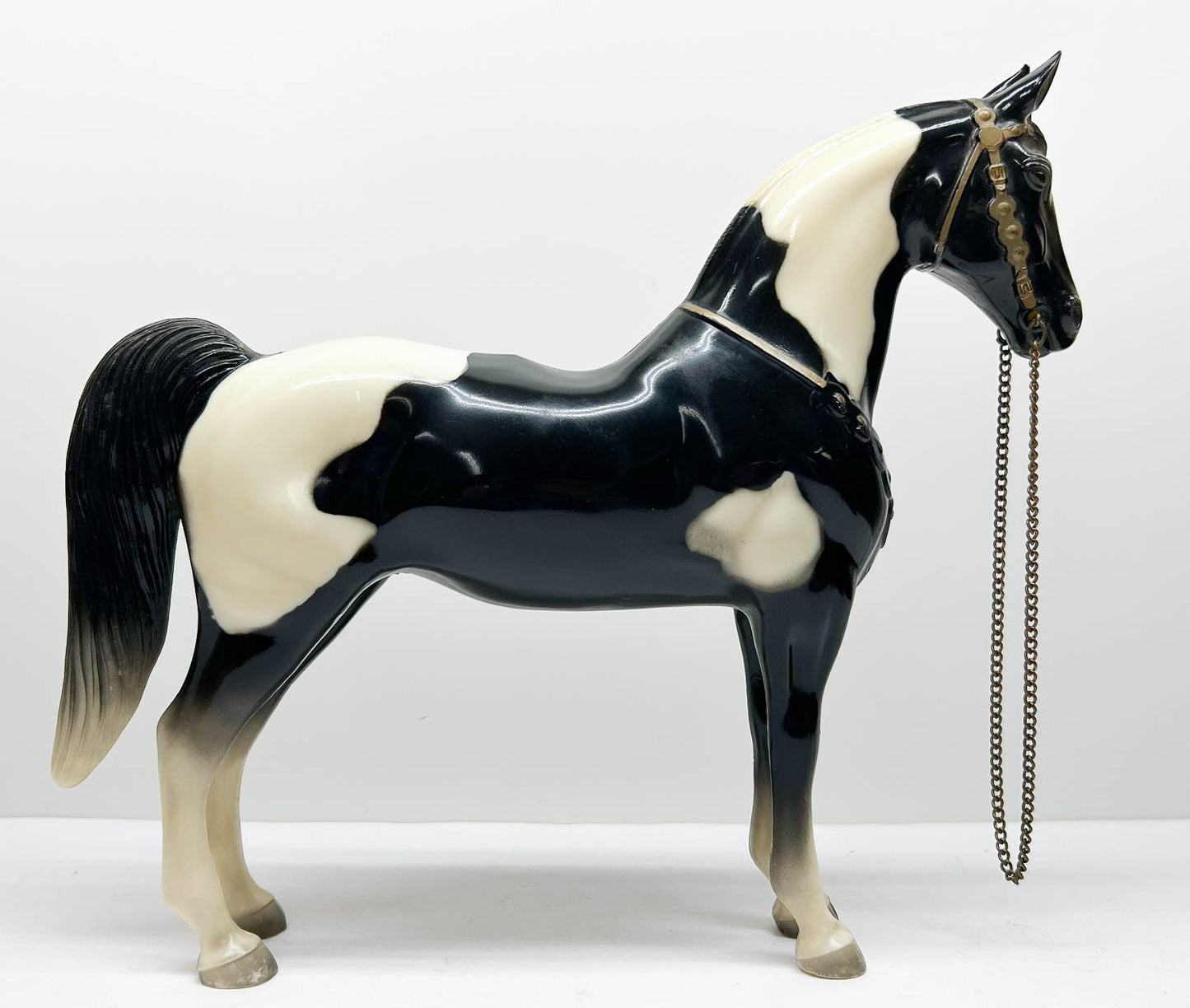 Western Horse, Black Pinto w/Snap Saddle and Reins