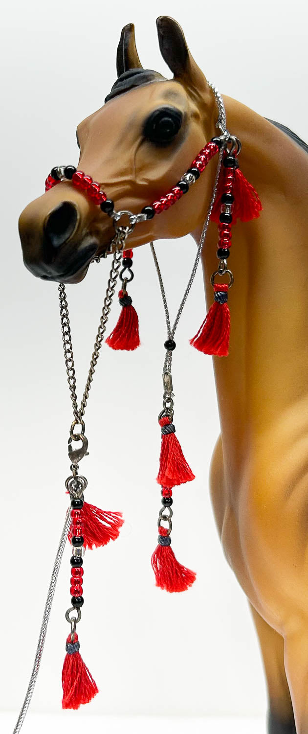 Arabian Halter, Red, Black & Silver - Peter Stone