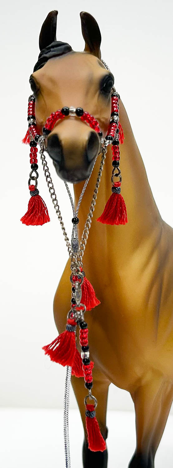 Arabian Halter, Red, Black & Silver - Peter Stone