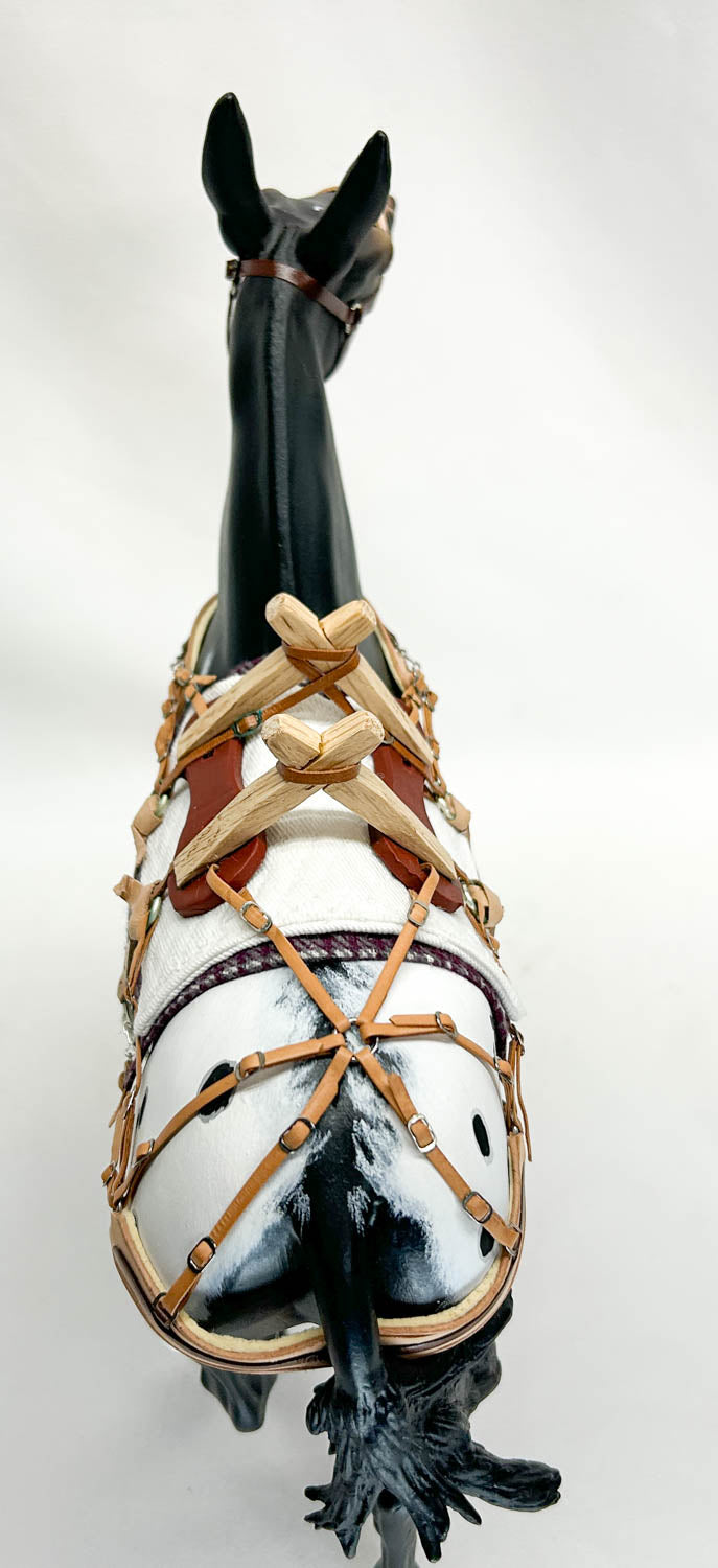 CHRISTMAS AUCTION: Traditional Carrot Top Artist Resin Mule with tack, Show Diorama Props, and Case!