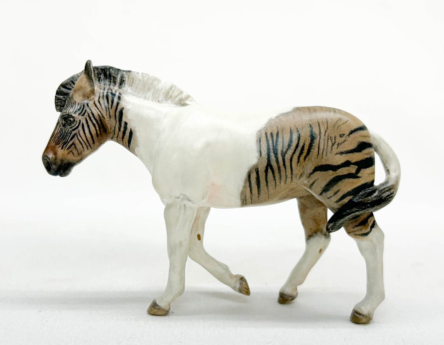 "Cat Food" Resin Zebra ~ W-A-V Button - Custom Zony painted by Mindy Berg