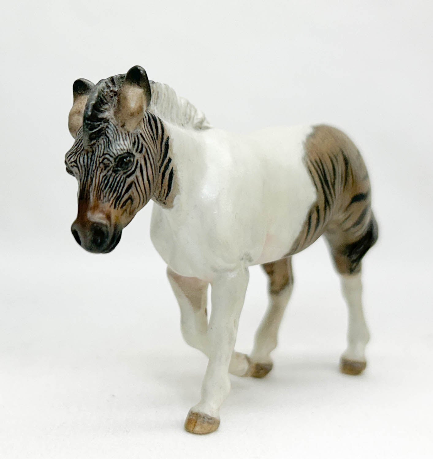 "Cat Food" Resin Zebra ~ W-A-V Button - Custom Zony painted by Mindy Berg