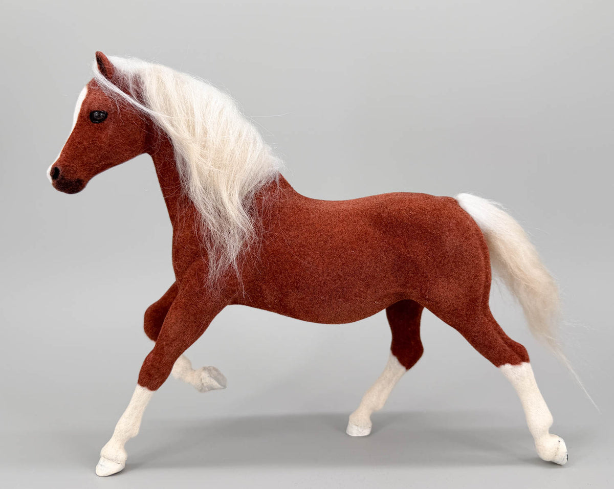 Running Mare, Custom Flocked Chocolate Palomino