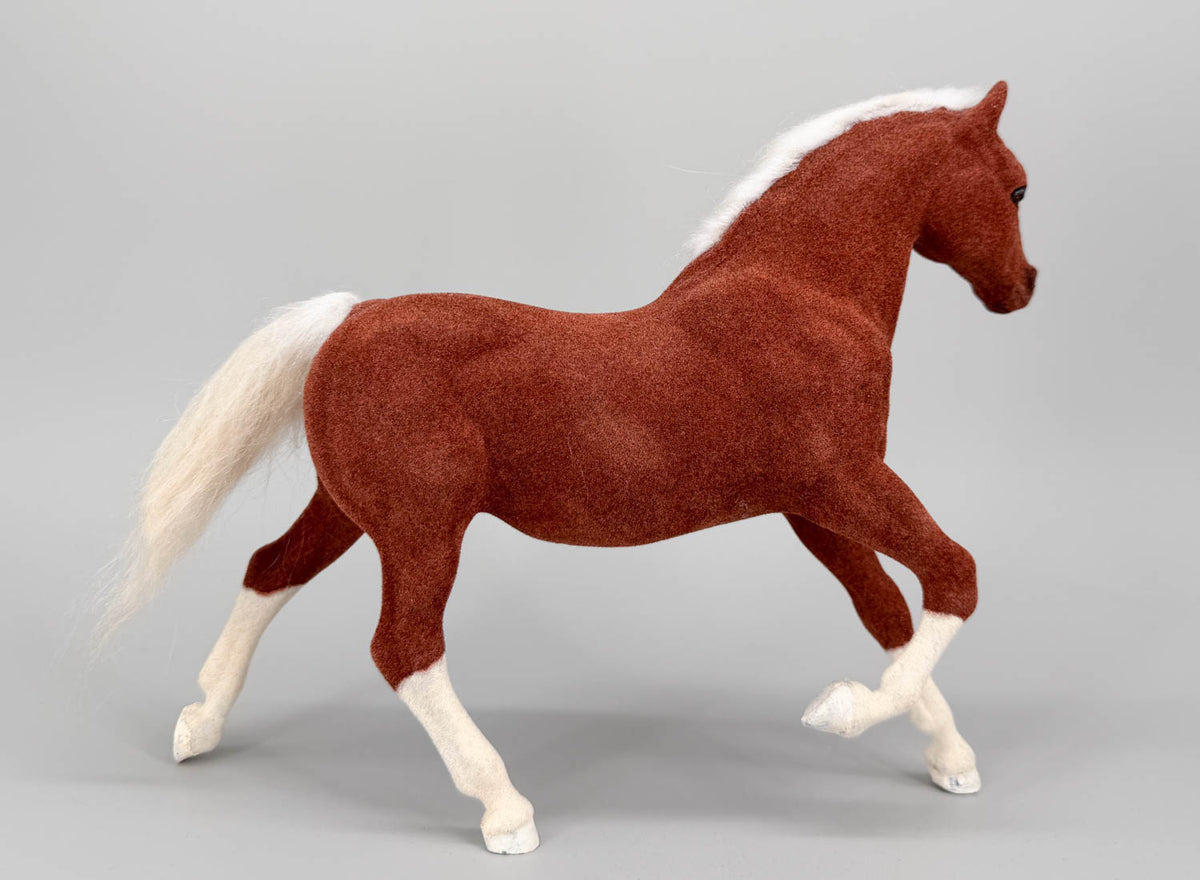 Running Mare, Custom Flocked Chocolate Palomino