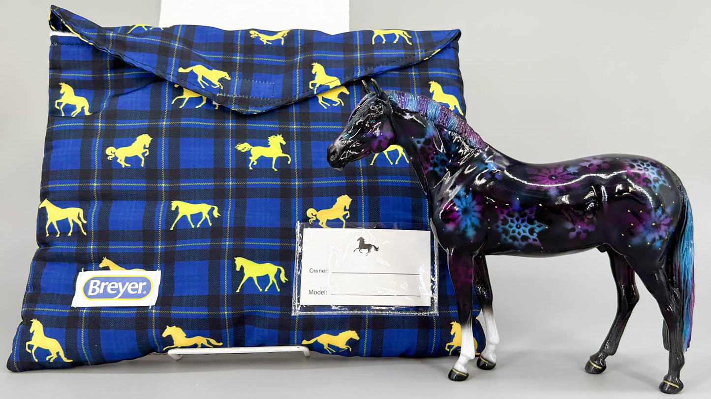 Pony Pouch, Breyer - Blue Plaid with Breyer Silhouettes 12" x 9.5"