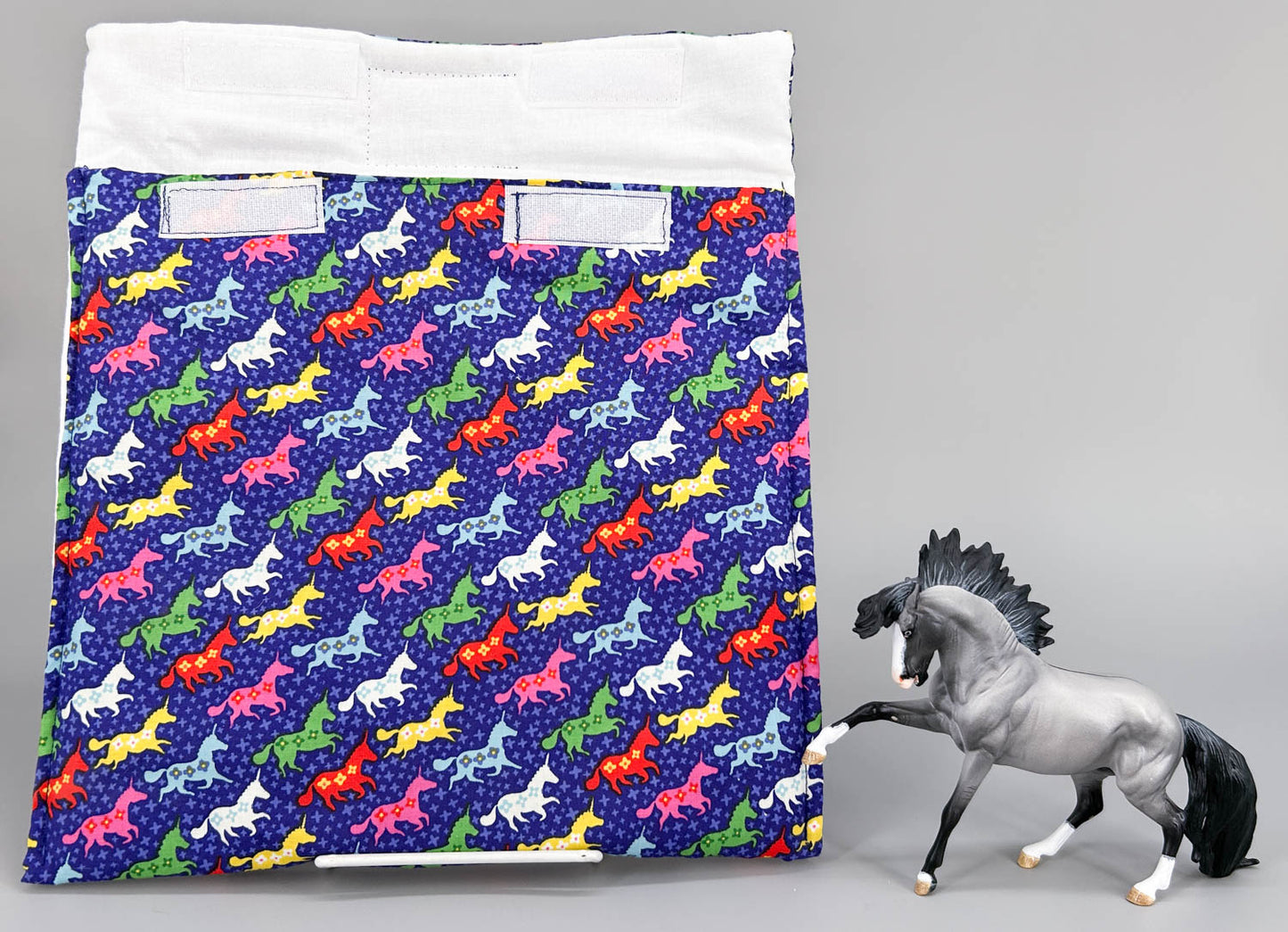 Pony Pouch, Artisan Made - Colorful Unicorns 10" x 9"