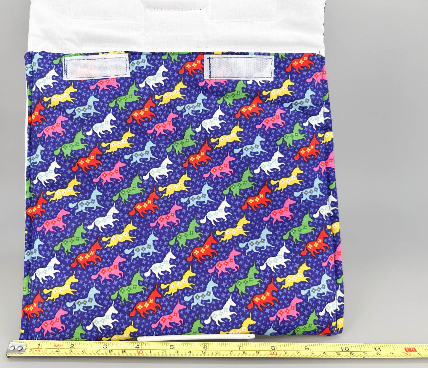 Pony Pouch, Artisan Made - Colorful Unicorns 10" x 9"