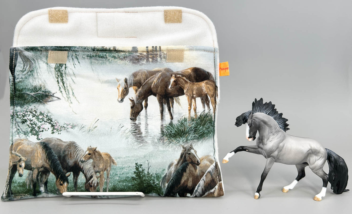Pony Pouch, Artisan Made - Drinking Horses Pattern 10" x 7"