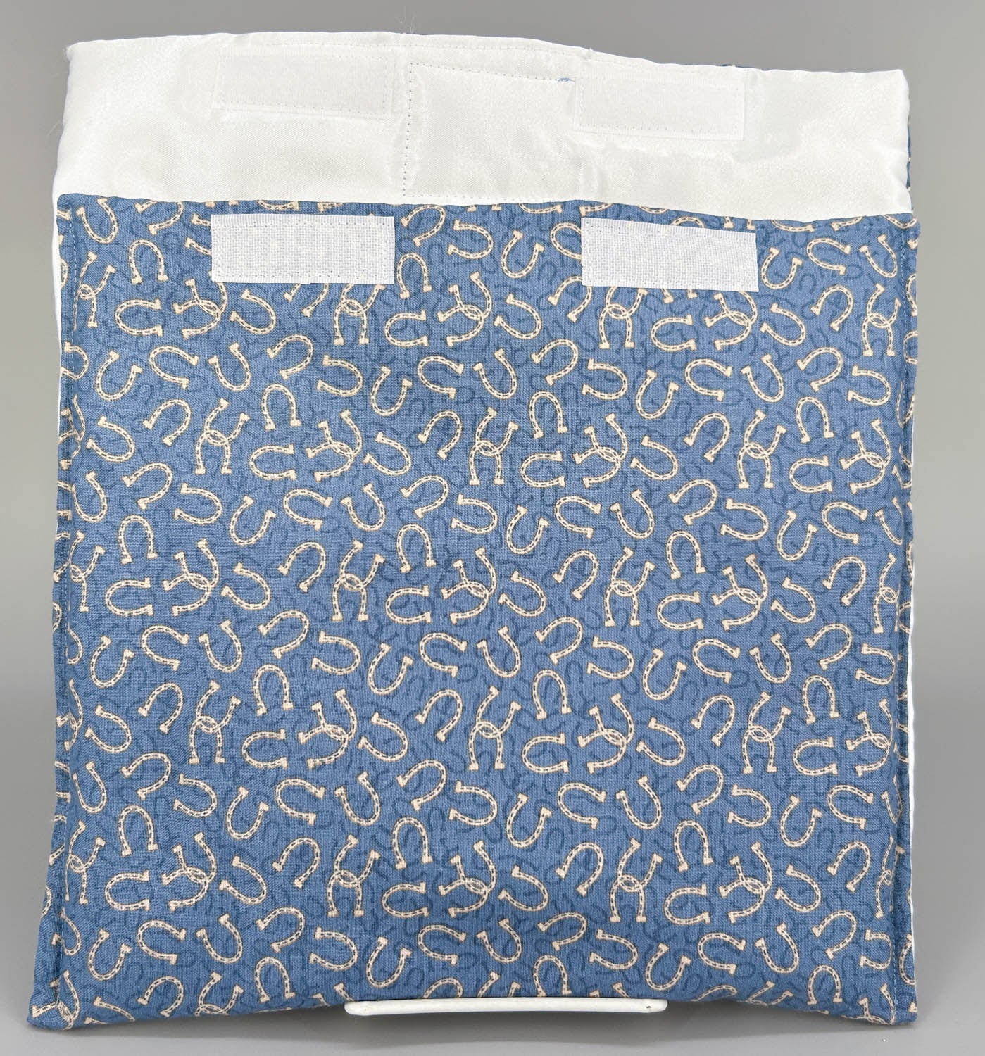 Pony Pouch, Artisan Made - Blue with Horseshoes 10" x 9"