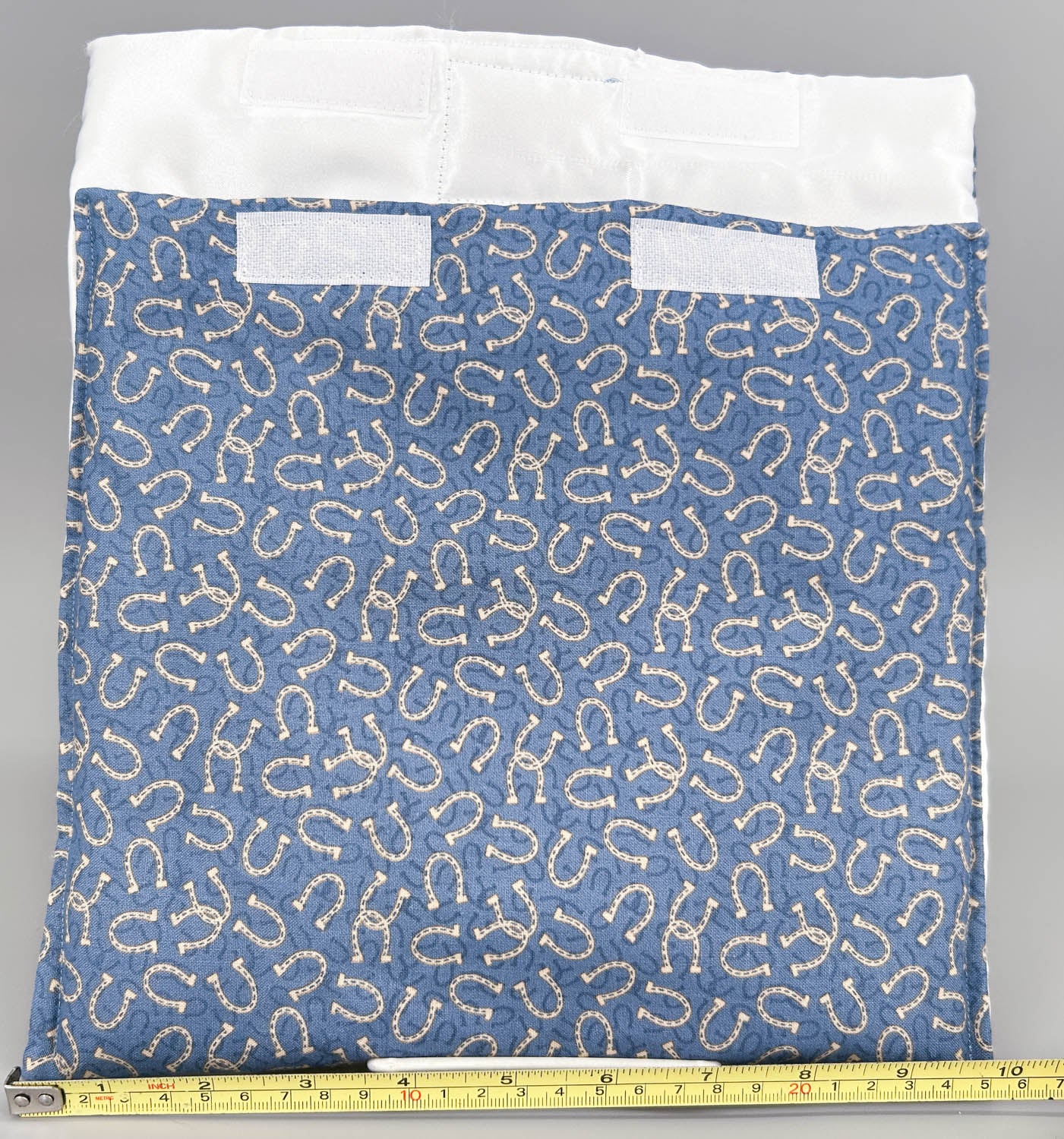 Pony Pouch, Artisan Made - Blue with Horseshoes 10" x 9"